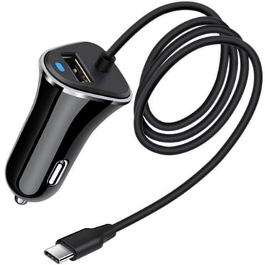 USB C Car Charger,FiveBox 3.4A Fast Charging Car Charger Adapter with 3ft Type C Cable Car Phone Charger USB C Cable Type C Car Charger Cigarette Lighter Adapter,Black