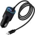 thumbnail image 1 of USB C Car Charger,FiveBox 3.4A Fast Charging Car Charger Adapter with 3ft Type C Cable Car Phone Charger USB C Cable Type C Car Charger Cigarette Lighter Adapter,Black, 1 of 6