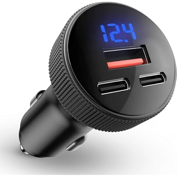USB C Car Charger, GemCoo 108W Cigarette Lighter USB Charger LED Indicator Type C Charger Dual PD45W & QC3.0 Super Fast Charging, Compatible with iPhone Samsung iPad