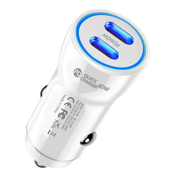 USB C Car Charger, USB C Car Charger Fast Charging, Cigarette Lighter Adapter with Power Delivery for Phone Laptop - White