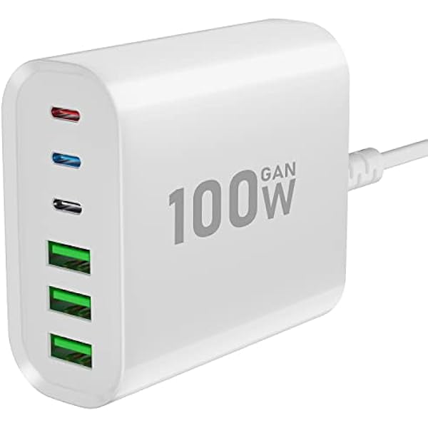 USB C Charger,100W 6 Port USB C Charging Station with 3 USB C Ports and 3 QC USB A Ports, Portable PD Fast USB C Wall Charger for iPhone 14/13/12/11/iPad/iWatch/Galaxy/Google Pixel