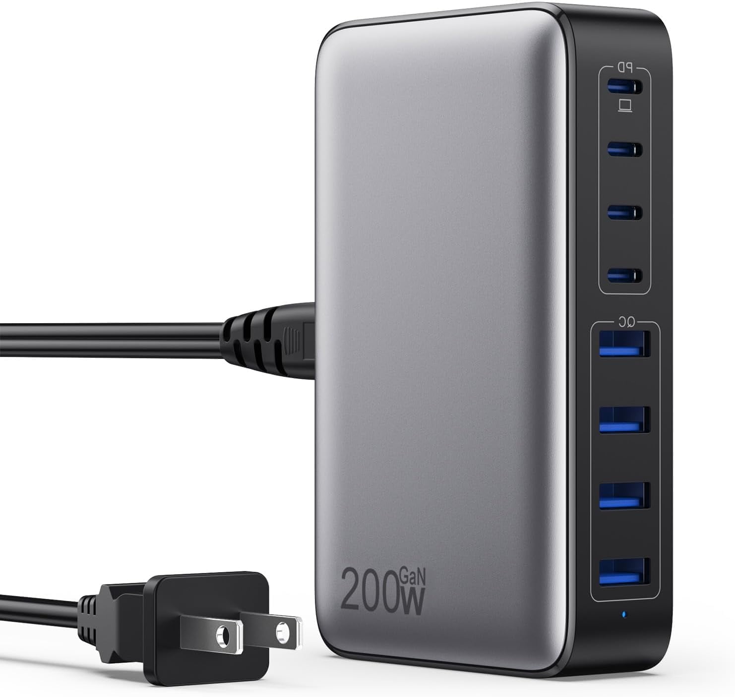 USB-C Charger 200W Charging Block, Upgraded GaN III 8-Port Fast Charging Station Hub, PD 65W Laptop Charging Adapter, Compatible with MacBook Pro/Air, DELL, Steam Deck, iPhone 16/15/14, Galaxy S23/22