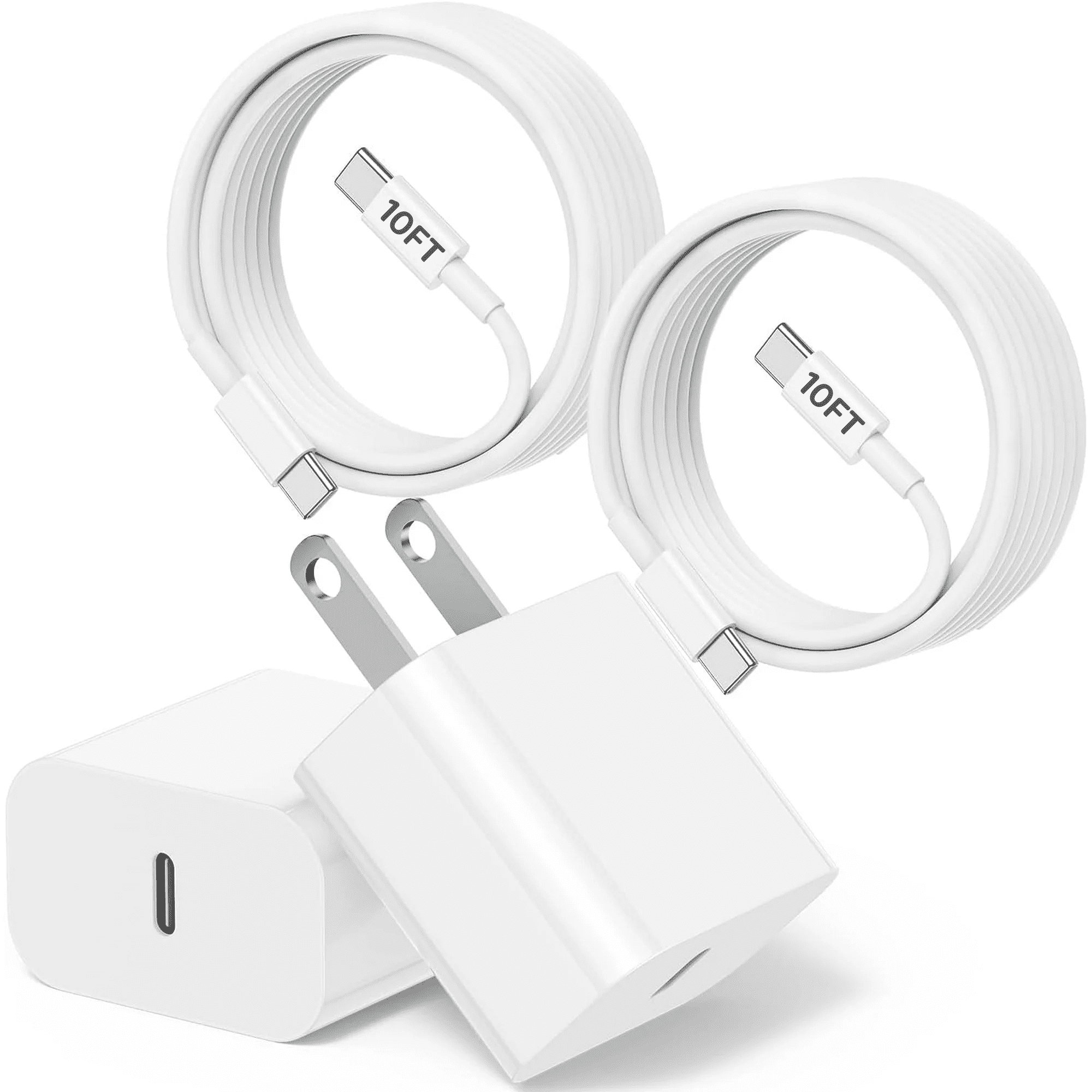 USB C Charger,20W Fast Charging Block and 10FT Type C to C Cable Cord Long Compatible with iPhone 15 Plus/15 Pro Max,Wall Plug Power Adapter Cube Brick Case