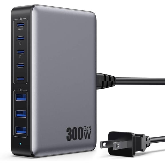 Tancola PD Charger 300W for MacBook, iPad, iPhone, Samsung, Dell, Smartwatches Charging Station with Accessories Included