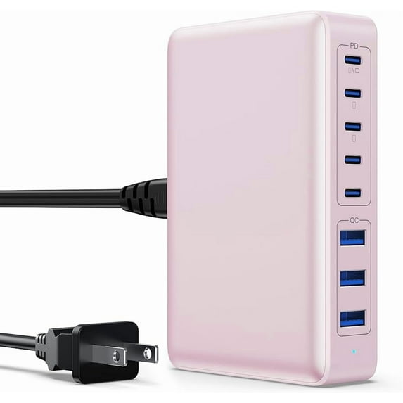 USB C Charger 300W USB C Charger Block 8-Ports GaN IV Fast Charging Station,PD 100W Laptop Charging Hub Wall Charge Adapter Compatible with MacBook/Air,DELL,Steam Desk,iPhone 16/15/14,Galaxy