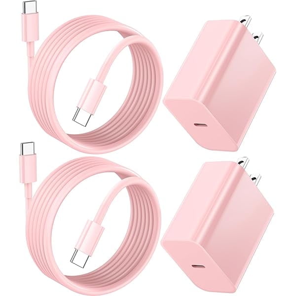 USB C Charger, 20W USB C to USB C Cable with Type C Charger Fast Charging Block, USB C Cable 6ft Compatible with iPhone 15 Pro Max/Plus/Pad Pro/Samsung S23/Android Charger, 2Pack Pink
