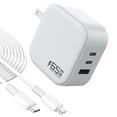 thumbnail image 1 of 65W USB C Charger, 3 in 1 GaN Fast Charging Charger, Support PPS PD 3.0 USB-C Wall Charger for Dell/iPhone Series/Tablet/Dell/Samsung Galaxy Series/Laptop etc with 3.28FT Cable-White, 1 of 7