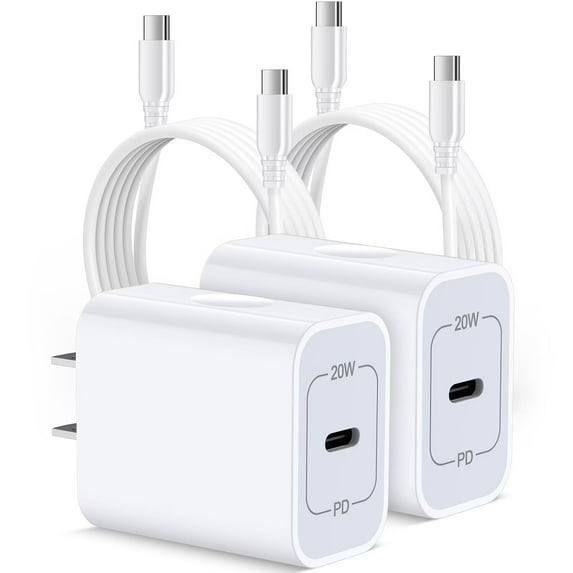 USB C Charger,AILKIN 20W PD 2PACK USB C Charger Block with 2PACK USB C Cables 6ft Type C Charger Fast Charging USB C Block Plug for Phone 15 Charger