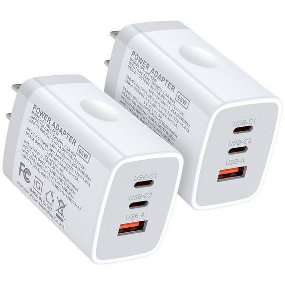 USB C Charger,AILKIN 2PACK 65W PD USB C Charger Block Power Adapter Type C Charger USB C Block Plug for Phone 15 Charger Block Usb C,White