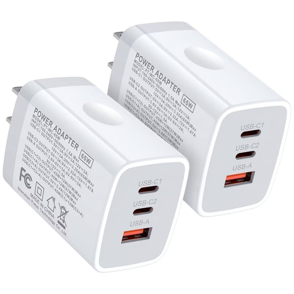 USB C Charger,AILKIN 2PACK 65W PD USB C Charger Block Power Adapter Type C Charger USB C Block Plug for Phone 15 Charger Block Usb C,White