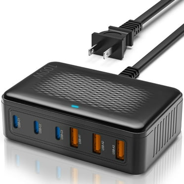 USB C Charger Block,100W GaN 6 Port Fast USB Charging Station Hub,Wall Charger Power Adapter Plug Cube Brick for Apple iPhone 16 15 14 13 12 11 Pro Max/iPad/Pixel/Samsung Galaxy S25 S24,Black