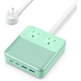 thumbnail image 1 of USB C Charger Block,135W GaN IV Fast Charging Station Hub,6-in-1 USB C Power Strip with Flat Plug and 5ft Cord,2 AC,2 USB A,2 USB C,PD 65W Laptop Charger for MacBook Air/Pro,iPhone16/15,Samsung-Green, 1 of 6
