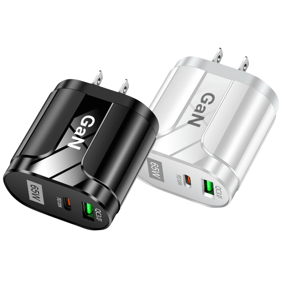 USB C Charger Block, 2-Pack 65W 2-Port USB C Wall Charger iPhone Charger Fast Charging PD Power Adapter+QC Wall Plug Multiport Type C Brick Chargers for iPhone 17 16 15 14 13 12 11 Pro Max XS,Samsung