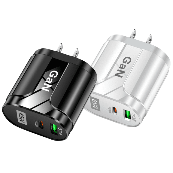 USB C Charger Block, 2-Pack 65W 2-Port USB C Wall Charger iPhone Charger Fast Charging PD Power Adapter+QC Wall Plug Multiport Type C Brick Chargers for iPhone 17 16 15 14 13 12 11 Pro Max XS,Samsung