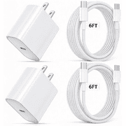 Phone Charger with 6FT Braided USB C Cable, 2 Pack 20W Super Fast Charging Wall Charger Block for iPhone 17 16 15 Pro Max Samsung Galaxy S26 S25 iPad Pixel