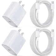 Phone Charger with 6FT Braided USB C Cable, 2 Pack 20W Super Fast Charging Wall Charger Block for iPhone 17 16 15 Pro Max Samsung Galaxy S26 S25 iPad Pixel