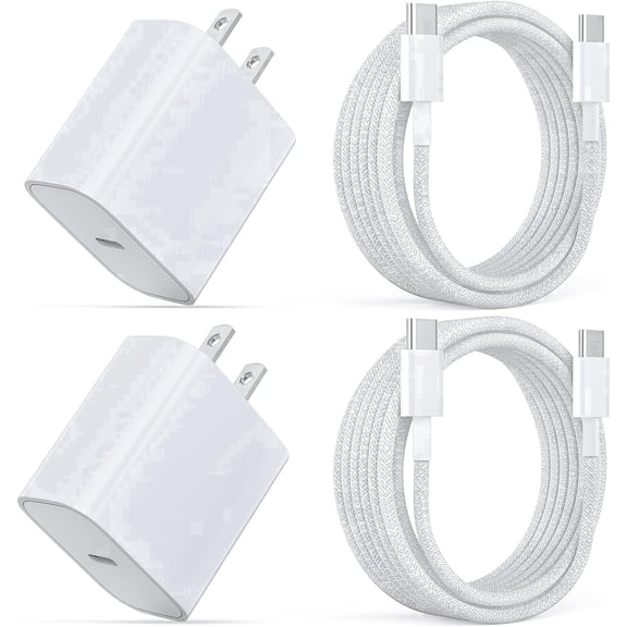 Phone Charger with 6FT Braided USB C Cable, 2 Pack 20W Super Fast Charging Wall Charger Block for iPhone 17 16 15 Pro Max  Samsung Galaxy S26 S25 iPad Pixel