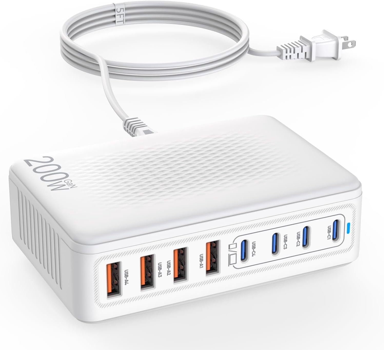 USB C Charger Block,200W GaN 8 Port Charging Station Hub Block Cube ...