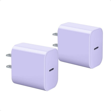 USB C Charger Block 20w Compatible with Apple Watch Block, iWatch Series Ultra/10/9/8/7/6/SE/SE2/5/4/3, AirPods, iPhone 16/15, gvmkwejk Type-C PD Fast Charging USBC Power Adapter, 2-Pack Purple