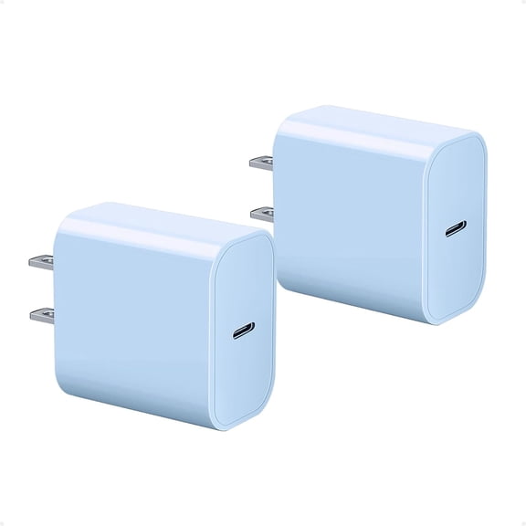 USB C Charger Block 20w Compatible with Apple Watch Block, iWatch Series Ultra/10/9/8/7/6/SE/SE2/5/4/3, AirPods, iPhone 16/15, gvmkwejk Type-C PD Fast Charging USBC Power Adapter, 2-Pack Blue