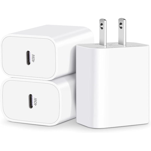 USB C Charger Block, 3-Pack 40W USB C Power Adapter Wall Charger Plug Cube Type C Brick Fast Charging for iPhone Duo 18 Pro Max 18 17 16 15 14 13 12 Pro Max iPad Galaxy Pixel Android,Support PD/PPS/Q