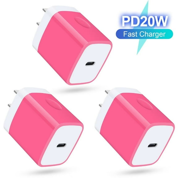 USB C Charger Block,3PCS AILKIN 20W PD Type C Block Chargers Wall Charger Block Fast Charging Charger Plug Power Adapter USB C Brick Cube,Rose
