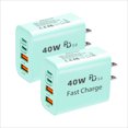 thumbnail image 1 of USB C Charger Block,40W 4-Port Type C Charger Fast Charging Blocks PD Power Charger Adapter+QC 3.0 USB Multiport Charger Brick Compatible with iPhone 17/16/15/14/13/12/,iPad,Galaxy,2Pack,Green, 1 of 6