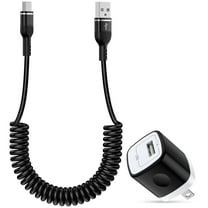 USB C Charger Block, 6ft Coiled USB A to Type C Cable Fast Charging Cable with Wall Charger Adapter, Power Delivery Charging Cord USB Brick Cube Power Station Compatible with Samsung Android, Black