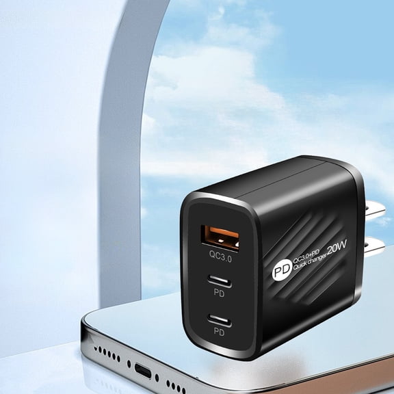 USB C Charger Block,Fast Charger Block 20W 3 Ports Type C Fast Phone Charging Blocks Cube PD USBC Wall Plug+QC 3.0 USB Charger Brick Box Power for Most Electronic Devices(Black)