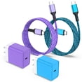 thumbnail image 1 of USB C Charger Block Fast Charging, 2 Pack 20W PD Charging Box with 6FT USB C to C Charging Cable, Type C Block USB C Wall Charger Adapter Charger Station Compatible for iPhone Samsung Android, Mixed, 1 of 7