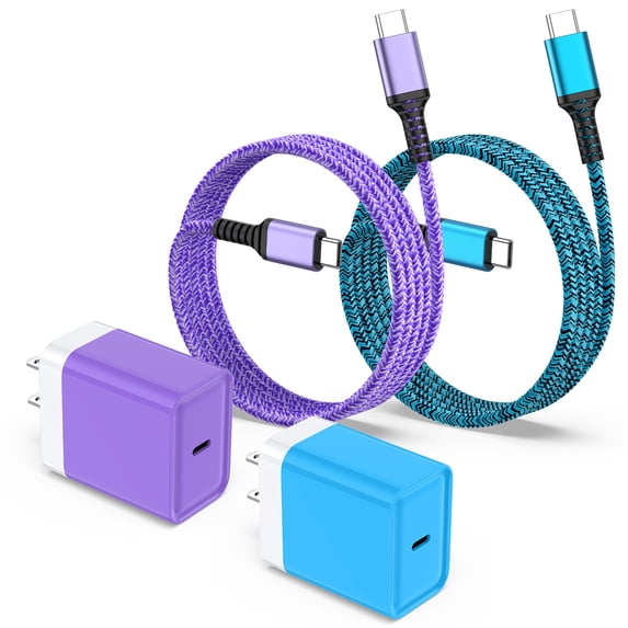 USB C Charger Block Fast Charging, 2 Pack 20W PD Charging Box with 6FT USB C to C Charging Cable, Type C Block USB C Wall Charger Adapter Charger Station Compatible for iPhone Samsung Android, Mixed