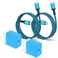 thumbnail image 1 of USB C Charger Block Fast Charging, 2 Pack 20W PD Charging Box with 6FT USB C to C Charging Cable, Type C Block USB C Wall Charger Adapter Charger Station Compatible for iPhone Samsung Android, Blue, 1 of 7
