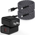 thumbnail image 1 of USB C Charger Block Fast Charging, 2 Pack QC 18W Charging Box with 10FT USB C Cable, Type C Block USB C Brick Cube Wall Charger Adapter Charger Station Power Base w/ Type C Phone Charger Cords, Black, 1 of 8