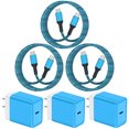thumbnail image 1 of USB C Charger Block Fast Charging, 3 Pack 20W PD Charging Box with 6FT USB C to C Charging Cable, Type C Block USB C Wall Charger Adapter Charger Station Compatible for iPhone Samsung Android, Blue, 1 of 7