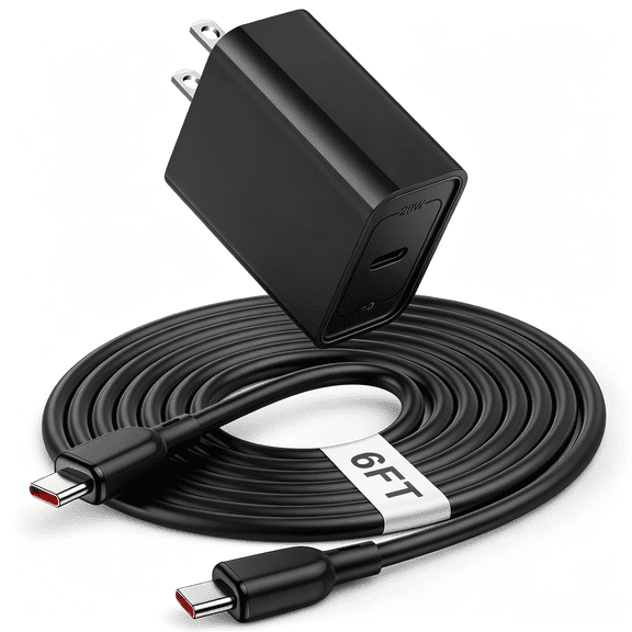 USB C Charger Block Fast Charging, PD 20W Charging Box with Type C to C Cable 6FT, USB C Block Wall Charger Adapter Charger Station Power Base Compatible for iPhone Samsung Android, Black