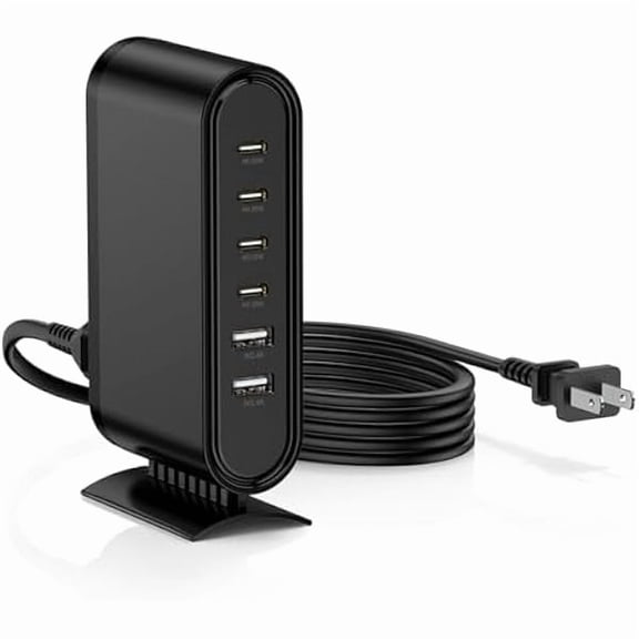 USB C Charger Block Fast Charging Station,6-in-1 Desktop Charger Adapter,USB Laptop Brick Hub for Apple Watch iPhone 16 15/14/13/Pro Max,iPad Air,MacBook,Samsung Galaxy S24+/S23 Ultra,Android