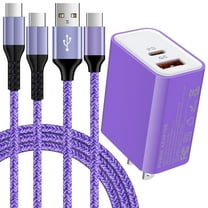 USB C Charger Block,HAOANO 20W PD Type C Charger Block with 2PACK Fast Charging Cables 6ft QC3.0 Wall Charger Adapter Plug Brick USB C Block,Purple