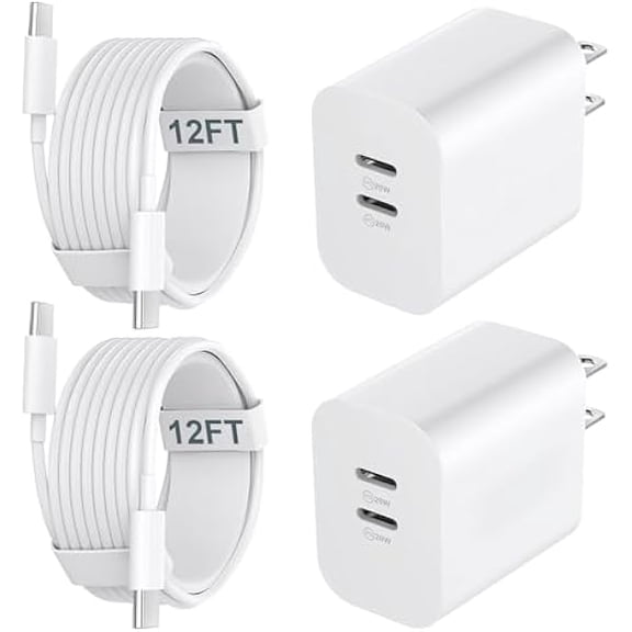 USB C Charger Block for Phone 15 Pro Max,20W USB C Charger with 12FT Long USB C to C Fast Charging Cord Cable Compatible for Phone 15 Pro Max/15 Pro/15 Plus/15/Android Phone