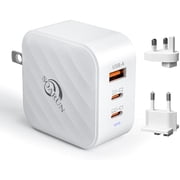 USB C Charger Block, SOARUN 65W Super Fast Type C, GaN Fast Charger, 3 Ports USB Fast Wall Charger Compatible with iPhone 16/15/14/pro/pro max,Galaxy S22/23,Dell XPS13,Laptop,Tablets,ipad etc