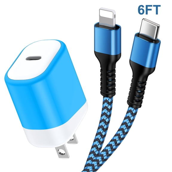 Compatible for iPhone Charger, USB C Charger Block with 6FT Type C Charging Cable, USB C Wall Charger Adapter Plug Type C Brick Box Charger Station Compatible for iPhone, Blue