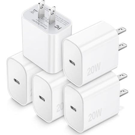 USB C Charger Block, TypeC Charging Blocks 5Pack, 20W PD Quick Fast Charger Box Brick Cube Compatible with iPhone 16/15/14 Pro Max/14 Plus/13 Pro/12 Pro/AirPods/iPad/Galaxy,Pixel 4/3