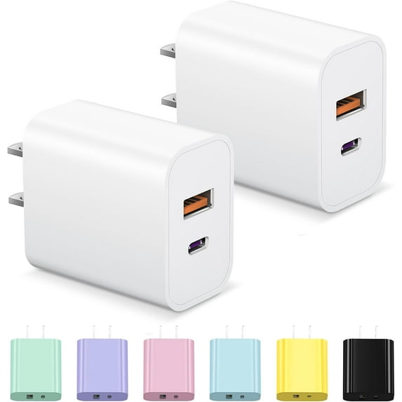 USB C Charger Block, iPhone 16 Charger Block Fast Charging Dual Port PD Power Adapter for iPhone 16/16 Pro/16 Pro Max/16 Plus/15/14/13/12/11, XS/X, iPad, Google Pixel, Samsung Galaxy