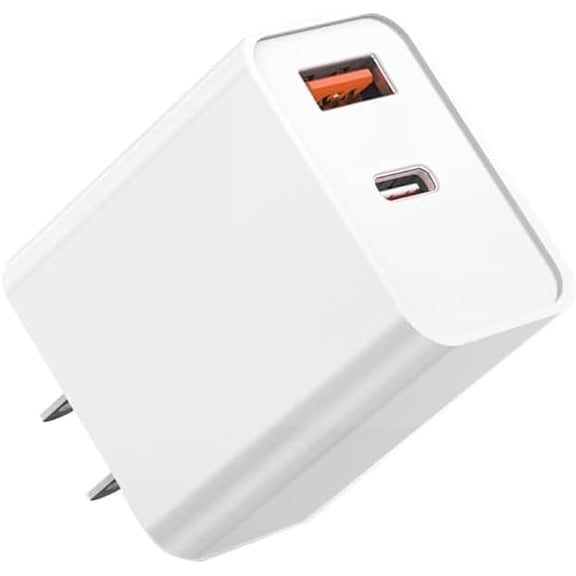 USB C Charger Block for iPhone,20W Dual Port Fast Wall Charger,USB C & USB A Power Adapter Type C Charging Brick Plug for iPhone Air/17 Pro Max/17e/16e/16 ProMax/16Plus/15/14/13/12/11,iPad Pro