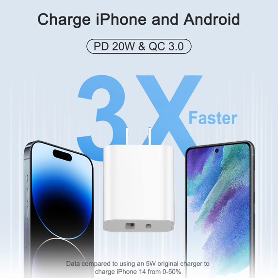 USB C Charger Block, for iphone Charger Block,USB Charger Block, 3-Pack for Compatible for iphone 15/Compatible for iphone 15 Pro/ iphone 15 Pro Max/iPhone14/13/12 Pro/iPad Pro/Samsung/Android Phone