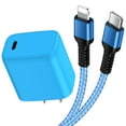 thumbnail image 1 of Compatible for iPhone USB C Block, PD 20W Type C Charger Block with 6FT USB Type C Charging Cable, USB C Cube Box Wall Charger Adapter Plug Fast Charging Station Compatible for iPhone, Blue, 1 of 7