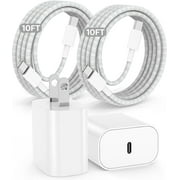 i Phone 17 16 15 USB C Charger,2Pack 20W Fast Charging Block and 10FT Type C to C Cable Cord Long Compatible with iPhone 17/16/15 Plus/15 Pro Max,Wall Plug Power Adapter Cube Brick Case