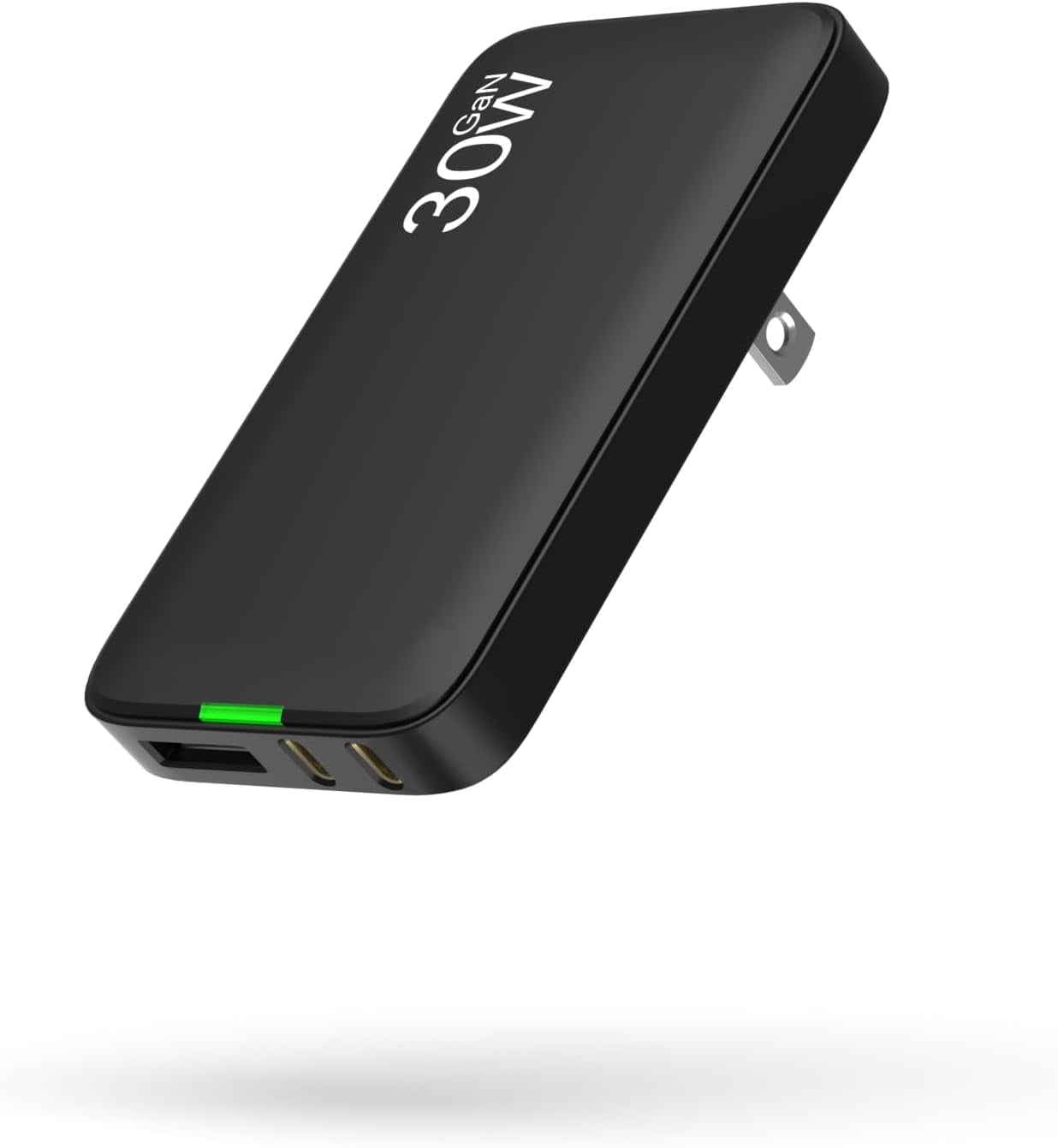 USB C Charger, Flat USB Wall Charger with USB C and USB A Ports, Super Thin USB Wall Plug for MacBook Pro/Air/iPad Pro, iPhone 15/14/13/12 and Galaxy S23,S22 etc (Black-30W)