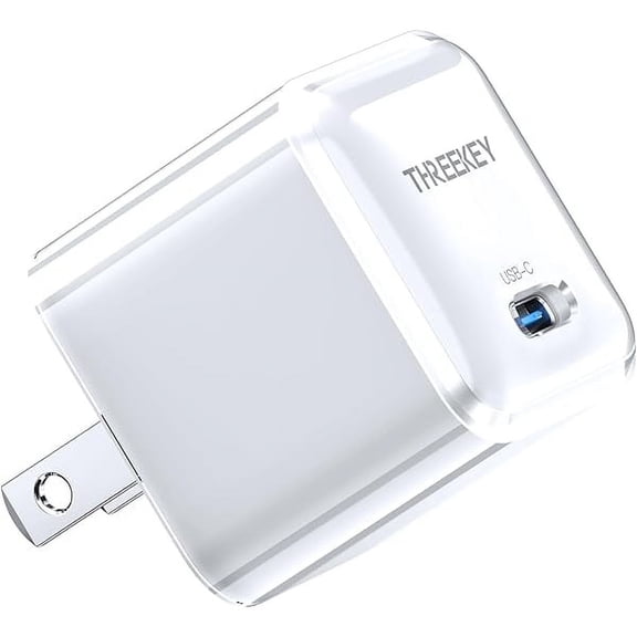 USB C Charger,THREEKEY 30W GaN Fast Wall Charger Block,USB-C Power Adapter Compatible with iPhone 16/15/14/13/12/11 Series,MacBook Air,Galaxy S23/22/21,iPad Pro/AirWhite