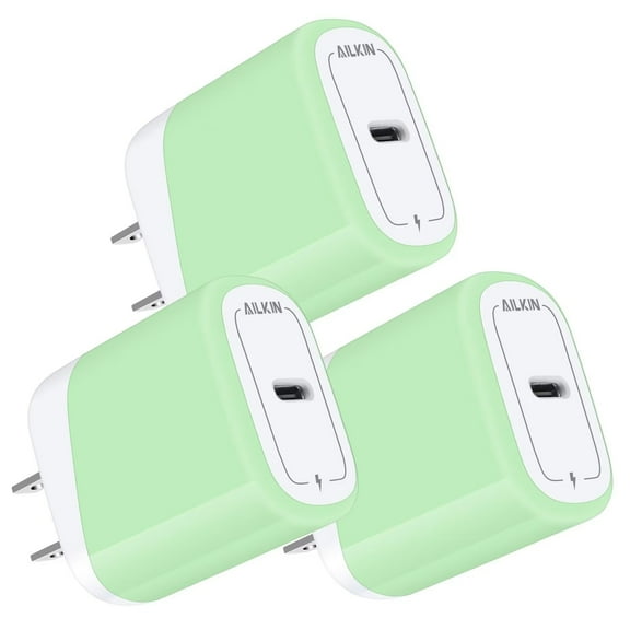 USB C Charger,USB C Wall Charger Block,3PCS AILKIN PD 20W Type C Block Charger Fast Charging Charger Plug Power Adapter USB C Brick Cube for Android Fast Charging
