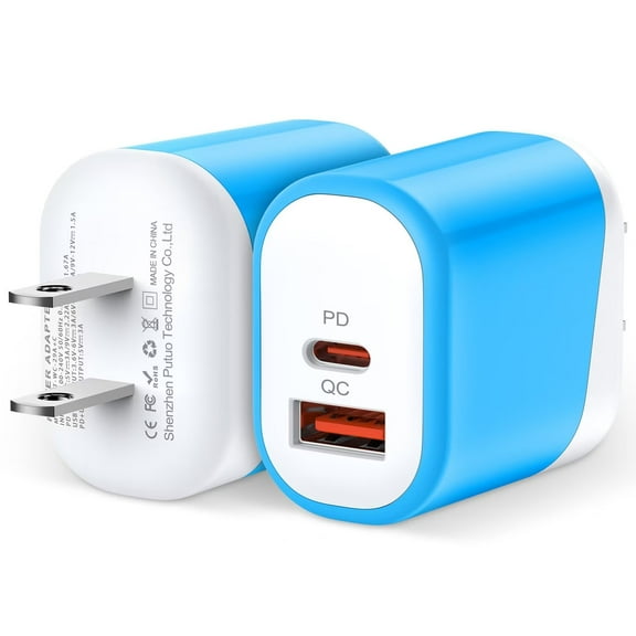 USB C Charger Wall Charger Block,2PCS AILKIN PD 20W Type C Block Charger QC3.0 Fast Charging Charger Plug Power Adapter USB C Brick Cube For Android Phone Fast Charger Block